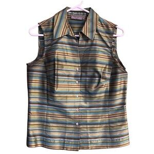 Kate Hill Sleeveless silk button down blouse